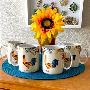 Coventry Stoneware Spring Rooster Mug Set
